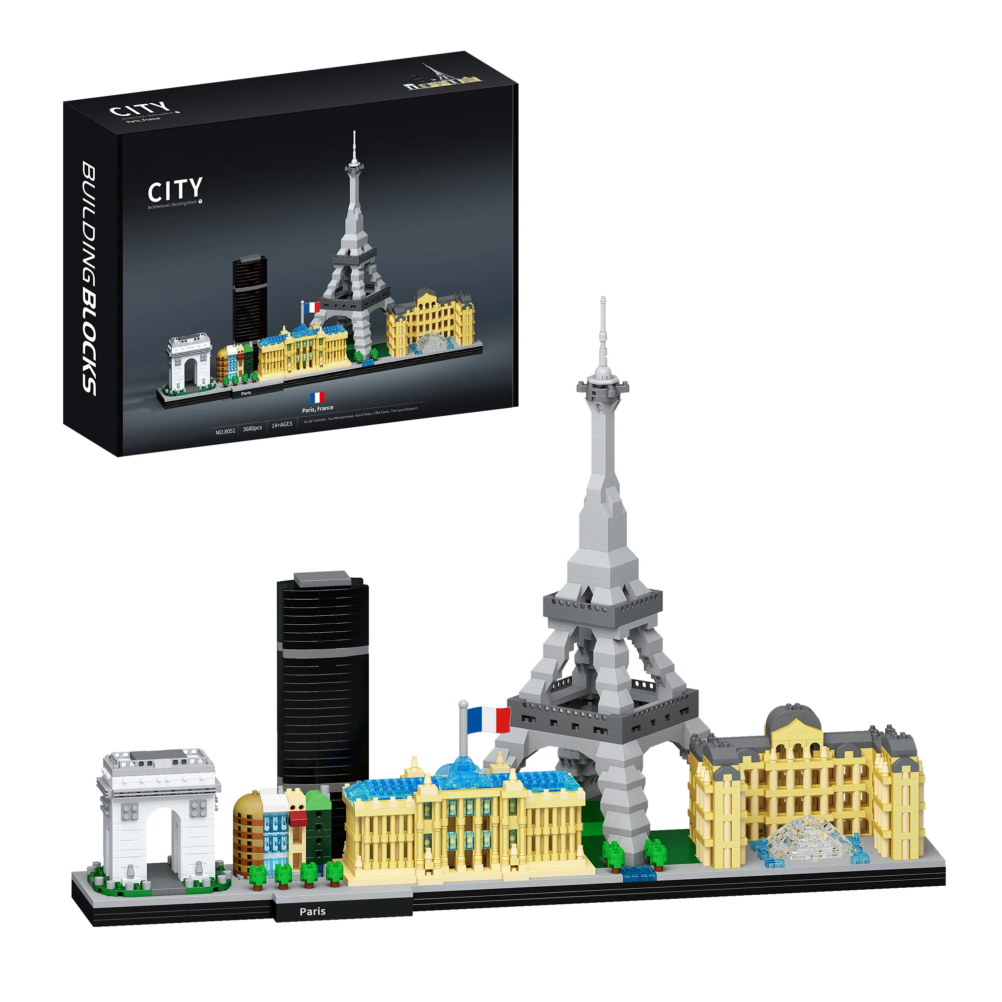 Um Grande Conjunto De 3680 Peças De Blocos De Construção Arquitetônicos Mundialmente Famosos, Incluindo Uma Maquete Da Torre Eiffel.