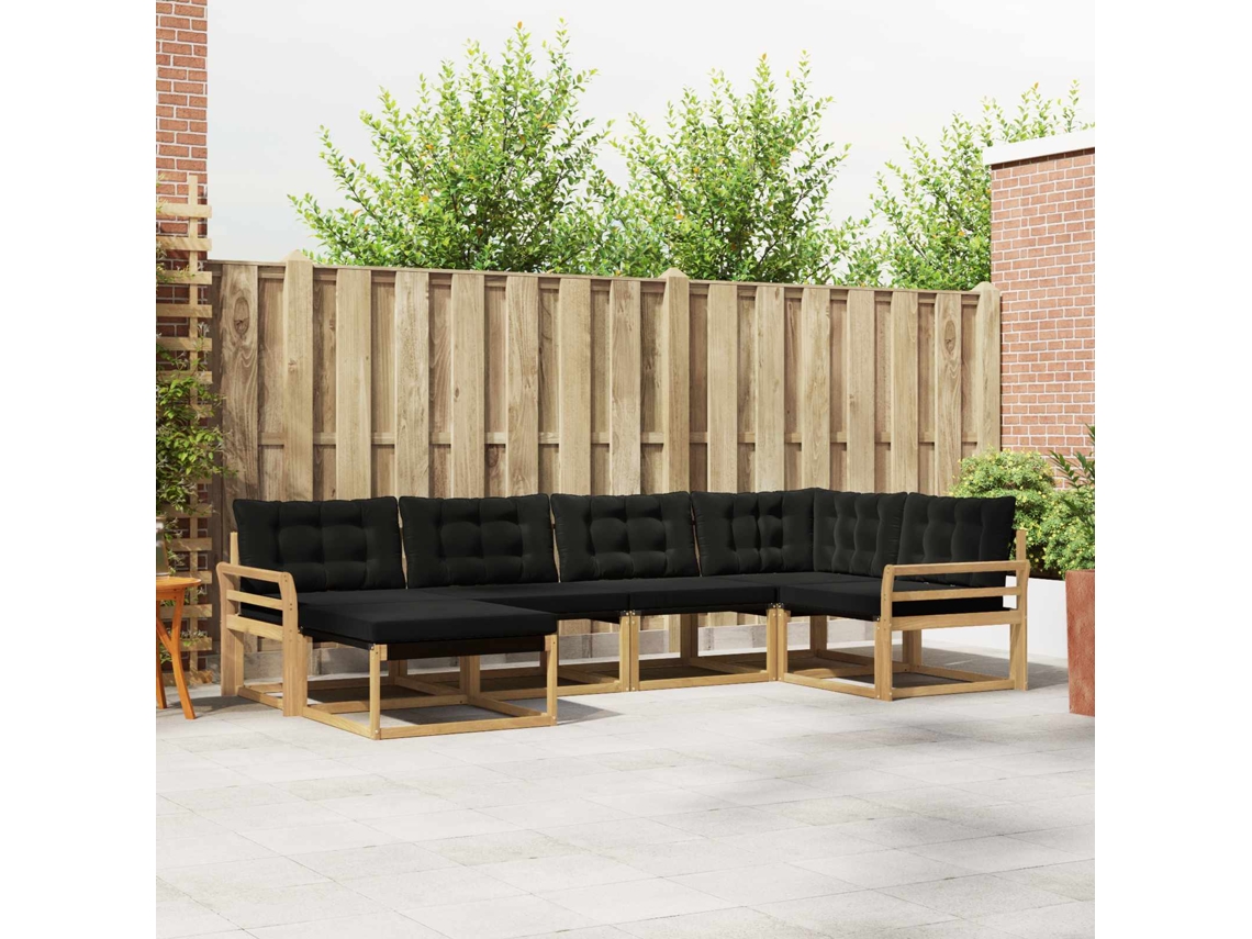 Vidaxl Conjunto De Sofás Para Exterior 6 Unid. Branco E Preto