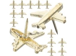 Conjunto De 24 Tachinhas Metal Douradas Em Formato Avião Para Fixar Quadros Cortiça E Usar No Escritório Ou Na Escola