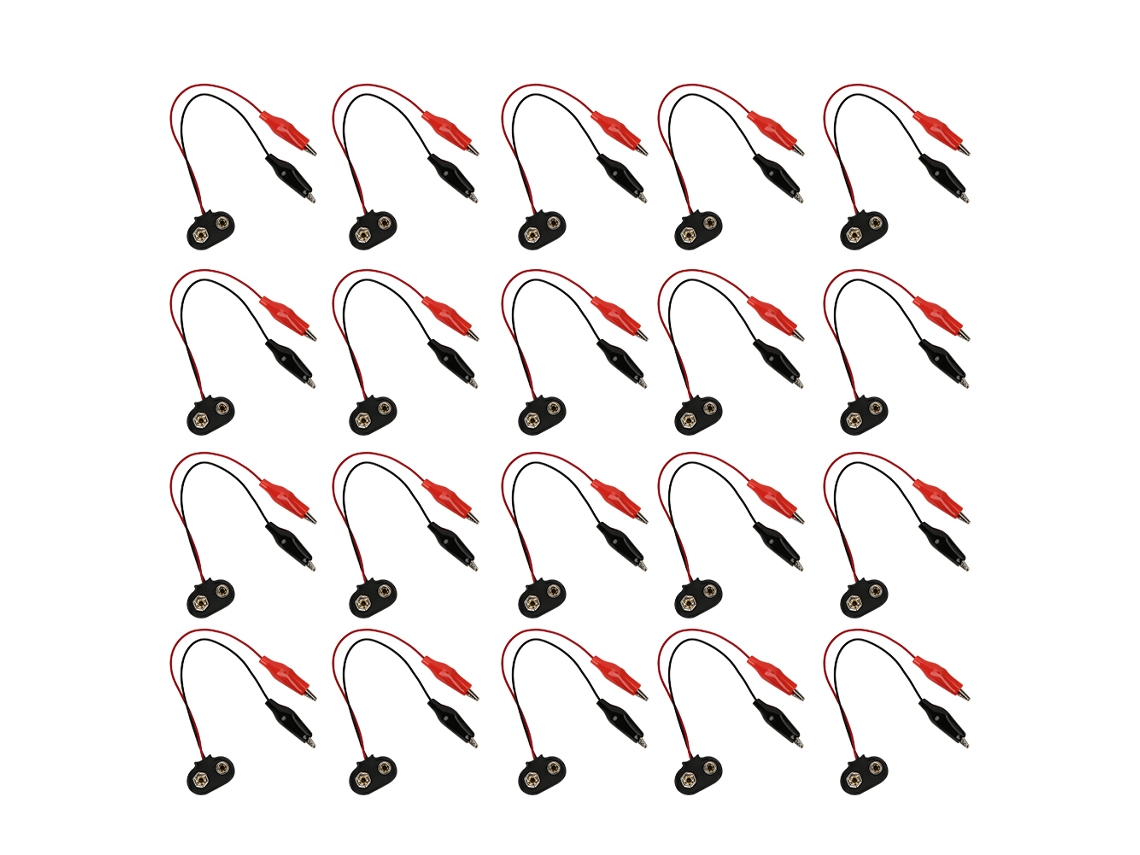20 Peças De Conector De Bateria 9v Com Pinça De Jacaré, Cavo De 15cm