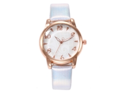 Relógio de Pulso Feminino de Quartzo com Pulseira de Couro Pu Vansvar Prata Simples e Fashion