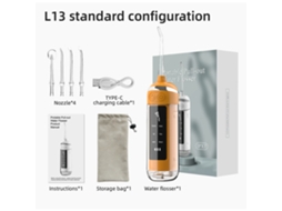 Irrigador Oral Portátil De Mão, Aparelho Para Uso Doméstico Com Fio Dental, Dispositivo De Limpeza E Enxágue.l13 Versão Em Inglês, Laranja (embalagem