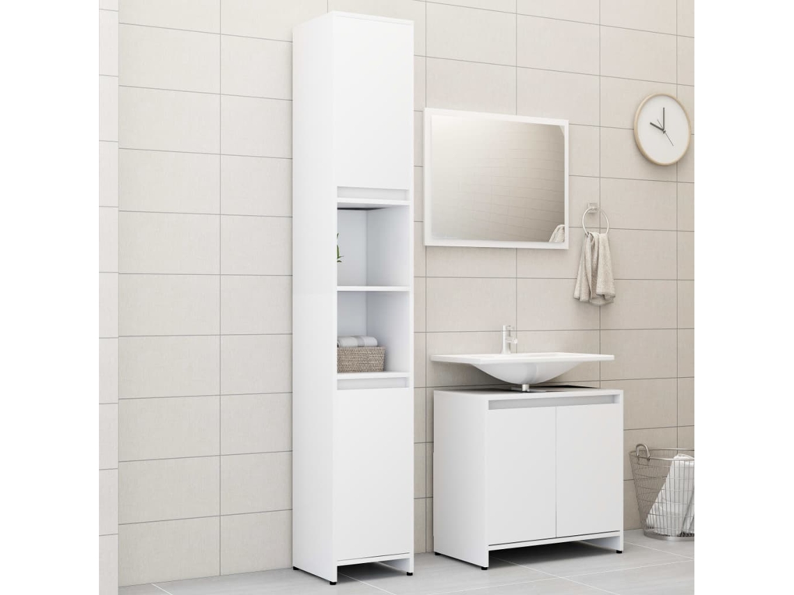 Vidaxl 3 Pcs Conjunto De Móveis De Casa De Banho Contraplacado Branco