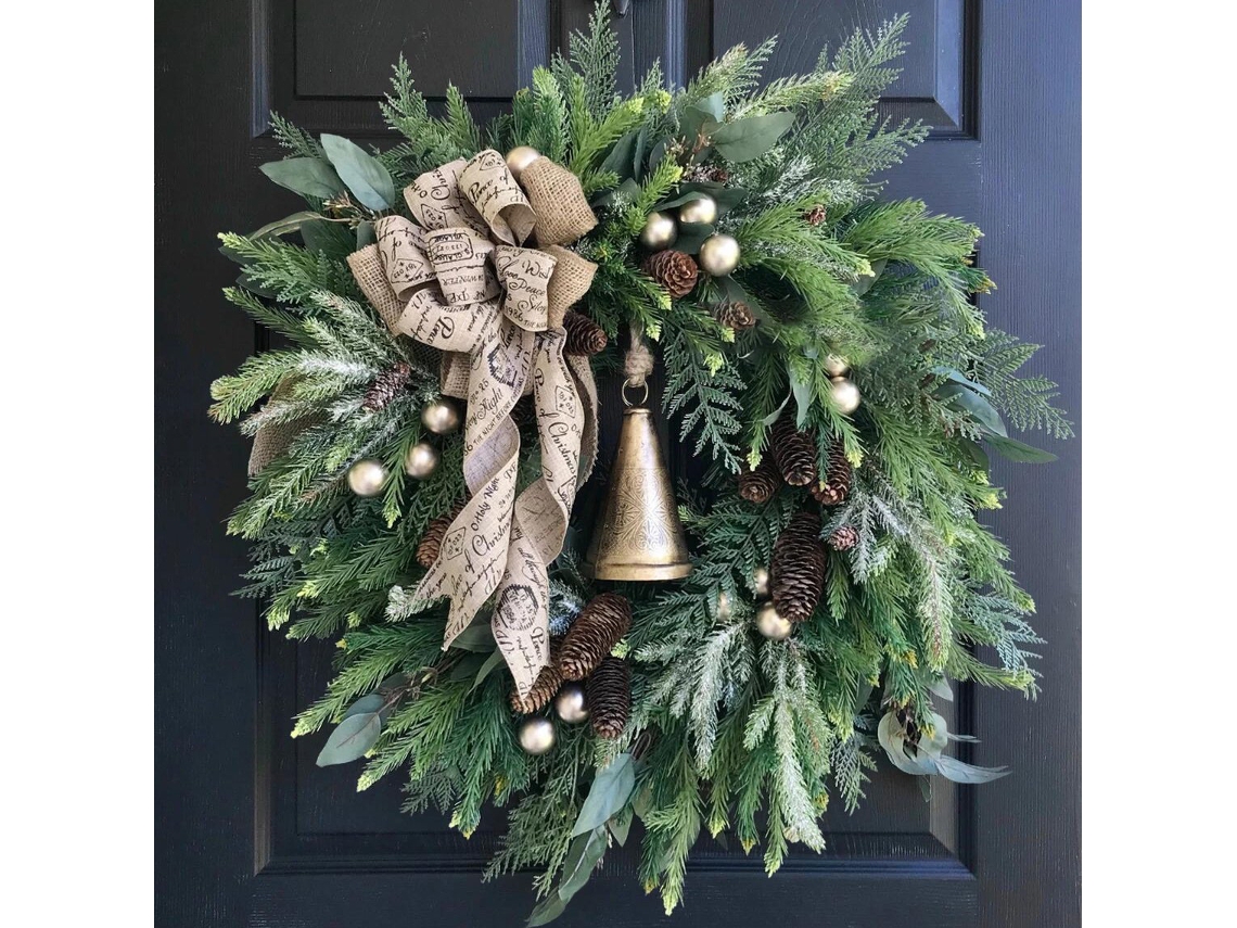 Guirlanda De Natal Com Campainha, Guirlanda De Natal Para A Porta Da Frente, Decoração Suspensa, Decoração De Natal Aquaforge