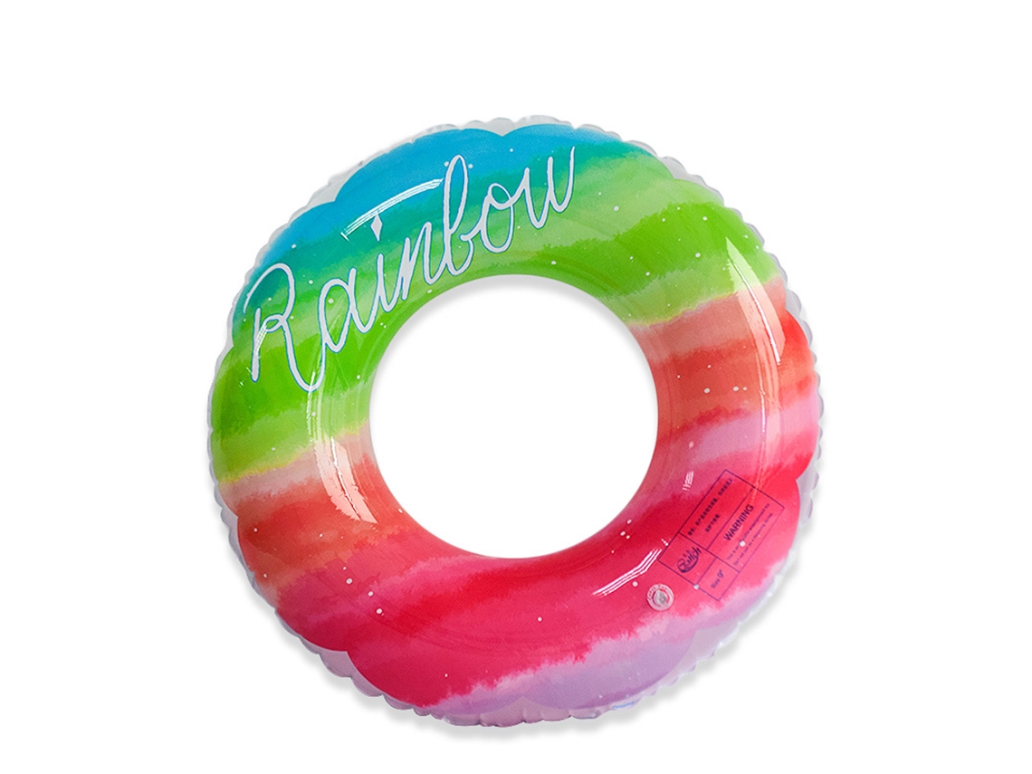 Boia Inflável Infantil E Adulta Em Pvc Espesso Com Estampa De Arco-íris, Ideal Para Piscina E Uso Como Assento.
