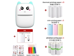 Impressora Térmica Sem Fio de 203 Dpi, Impressão Sem Tinta, com 14 Rolos de Papel para Impressão, Caneta Aquarela e Adesivo, Azul BRILVIBERA