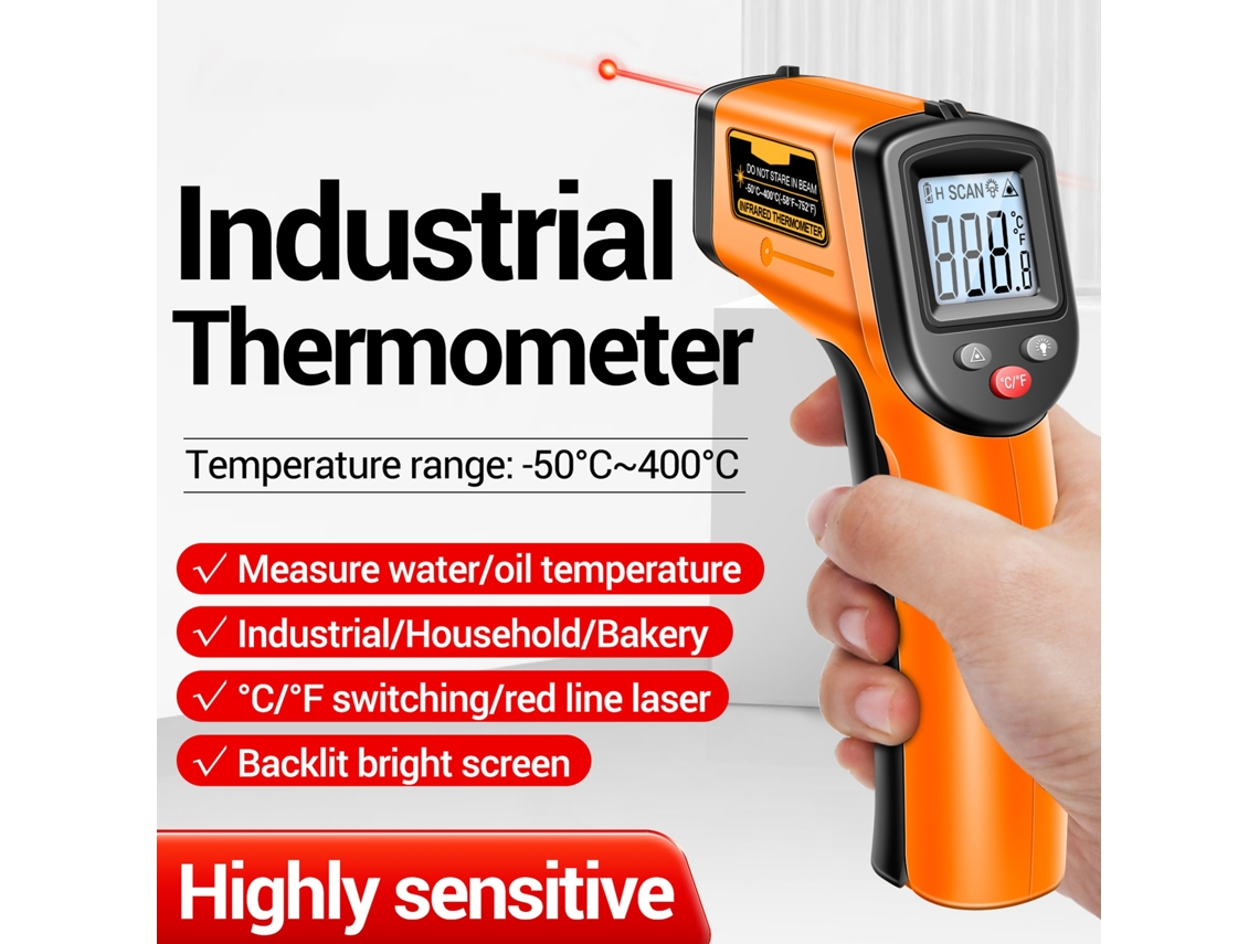 Yuru termômetro Infravermelho Sem Contato Aneng Th201 50℃ a 400℃ para Cozinha Automotivo Industrial