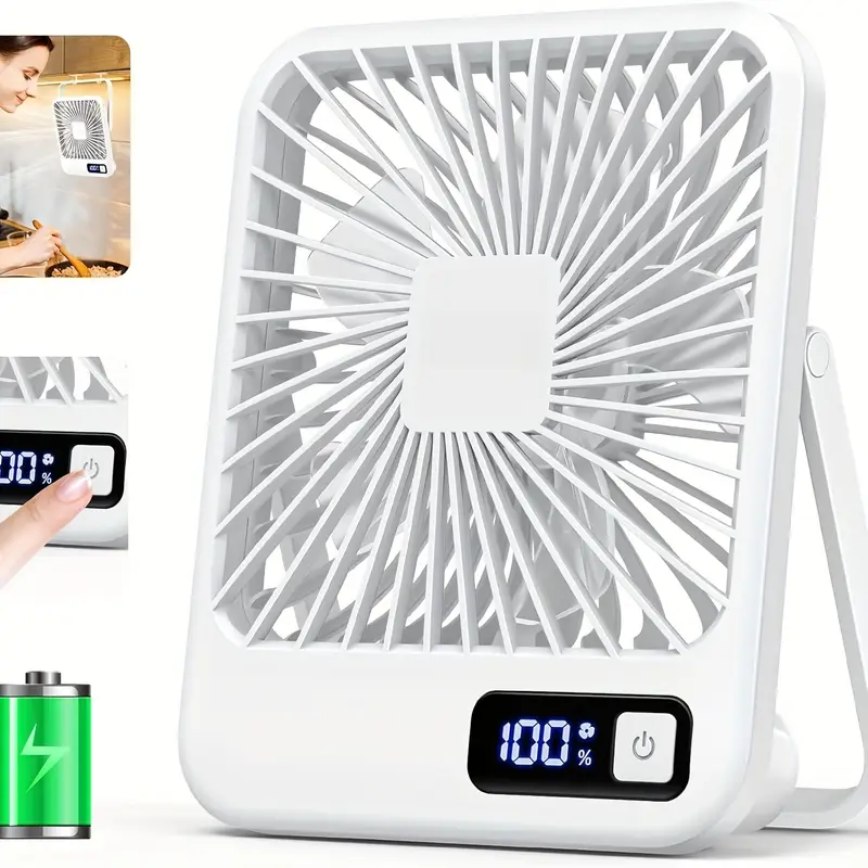 Ventilador De Mesa Ventilador De Cruzeiro Recarregável Usb 1800mah, Ajuste De 5 Velocidades, Branco Chrui