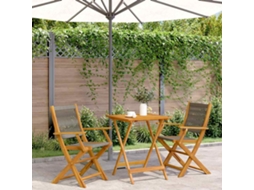 Vidaxl 3 Pcs Conjunto De Bistrô Polipropileno/madeira Maciça Cinzento