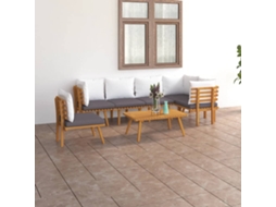 Vidaxl 7 Pcs Conjunto Lounge De Jardim Com Almofadões Acácia Maciça