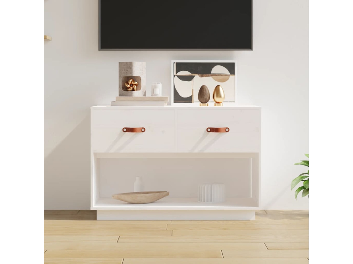Vidaxl Móvel De Tv 90x40x60 Cm Madeira De Pinho Maciça Branco