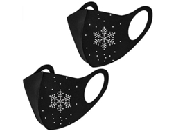 2pcs máscara facial de strass com floco de neve natalino, lavável, reutilizável, respirável com S/MARCA