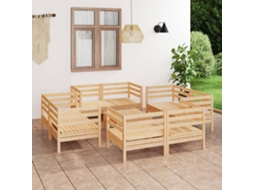 Vidaxl 9 Pcs Conjunto Lounge De Jardim Pinho Maciço