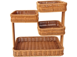 Cesto Retangular Para Guardar Lanches, Com Várias Camadas Imitando Rattan, Bandeja De Plástico Para Frutas,