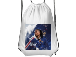 Mochila De Ginástica Infantil Branca| Confortável E Prática Com Estampa Esportiva Michael Olise A Camisa Da Seleção Francesa Em Frente Símbolos Franc