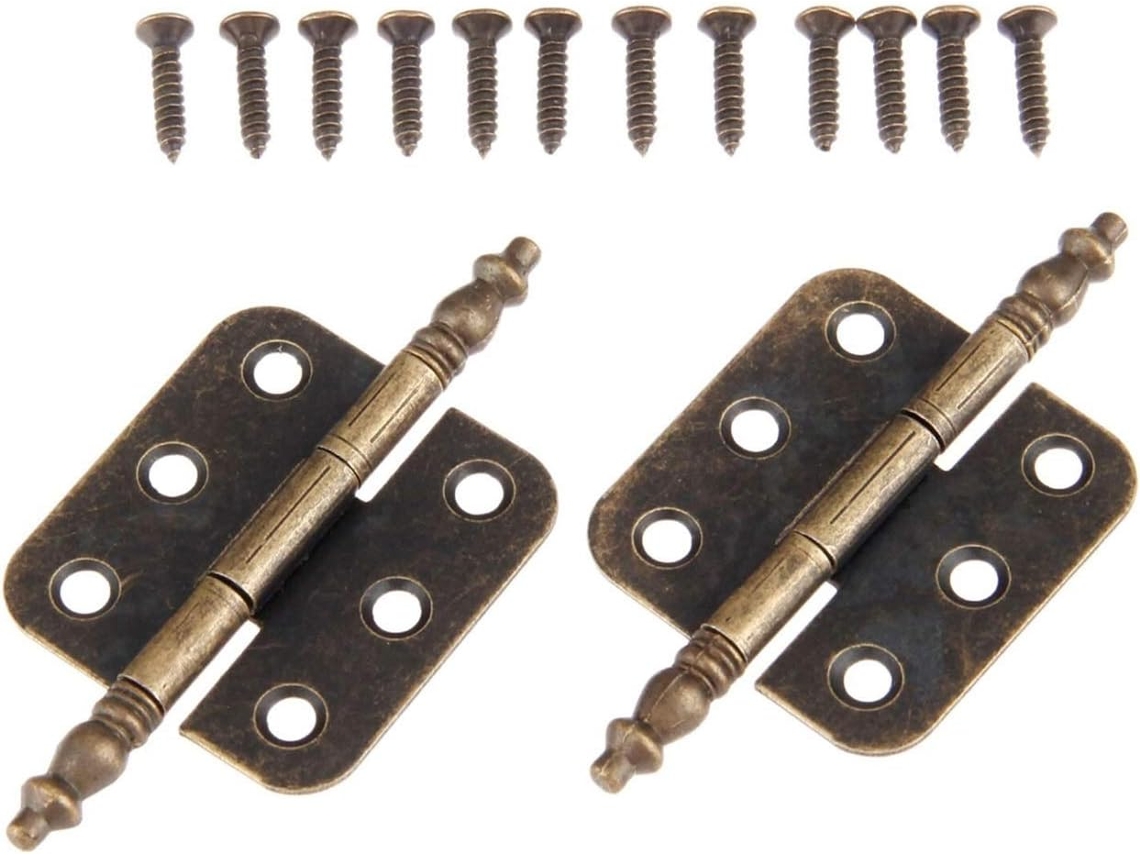 2 Dobradiças Com Cabeça De Coroa Em Bronze Antigo, 6 Furos, Para Decoração De Caixas Joias E Presentes, 70x 35mm