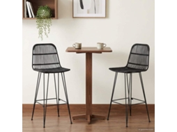 Vidaxl Banco De Bar 2 Unid. Preto 44 X 55 X 109 Cm Rattan E Aço
