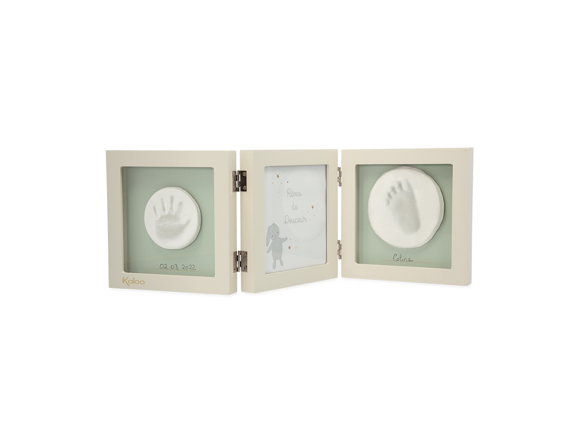 Porta Retratos Kaloo Com Impressão Da Mãozinha E Do Pezinho Do Bebê, Em Madeira Decorativa.