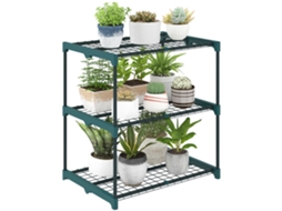 Suporte Para Plantas De 3 Níveis, 72 Cm, Aço Verde Escuro, Interior/exterior.