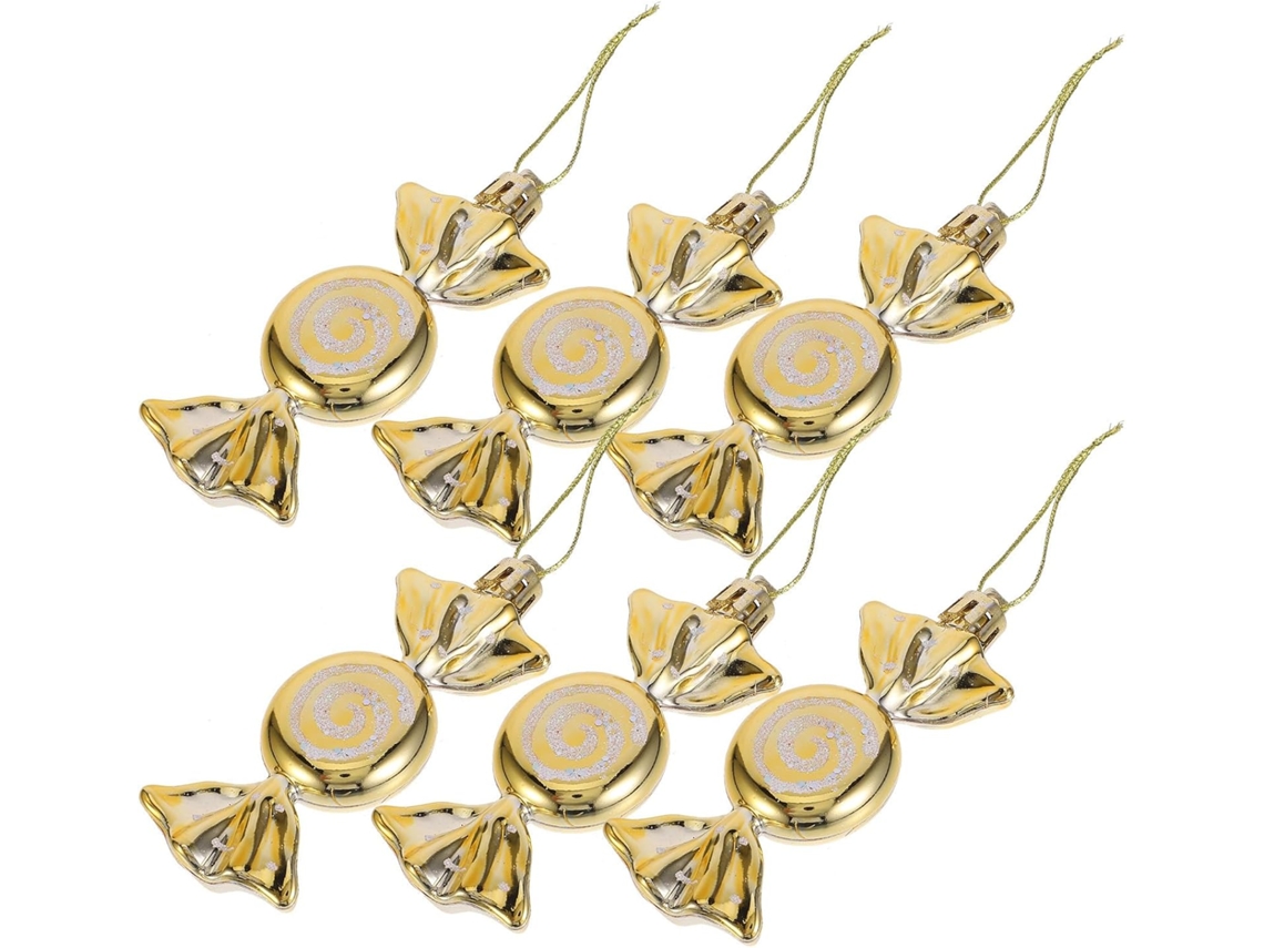 Conjunto 6 Enfeites Doces Dourados Pendurar Feitos Abs Ideais Decoração Festas Janelas Portas Aniversários GOKOCO