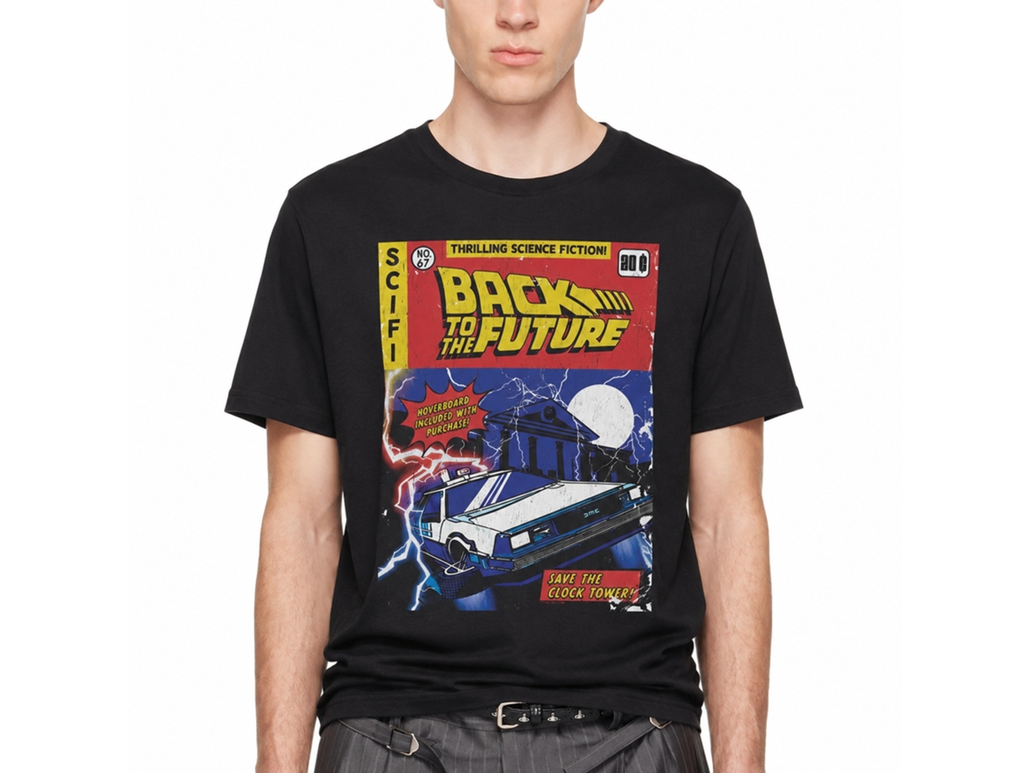 Rockinstone Back To The Future Movie Comic Cover Black Adult T-shirt Size:s