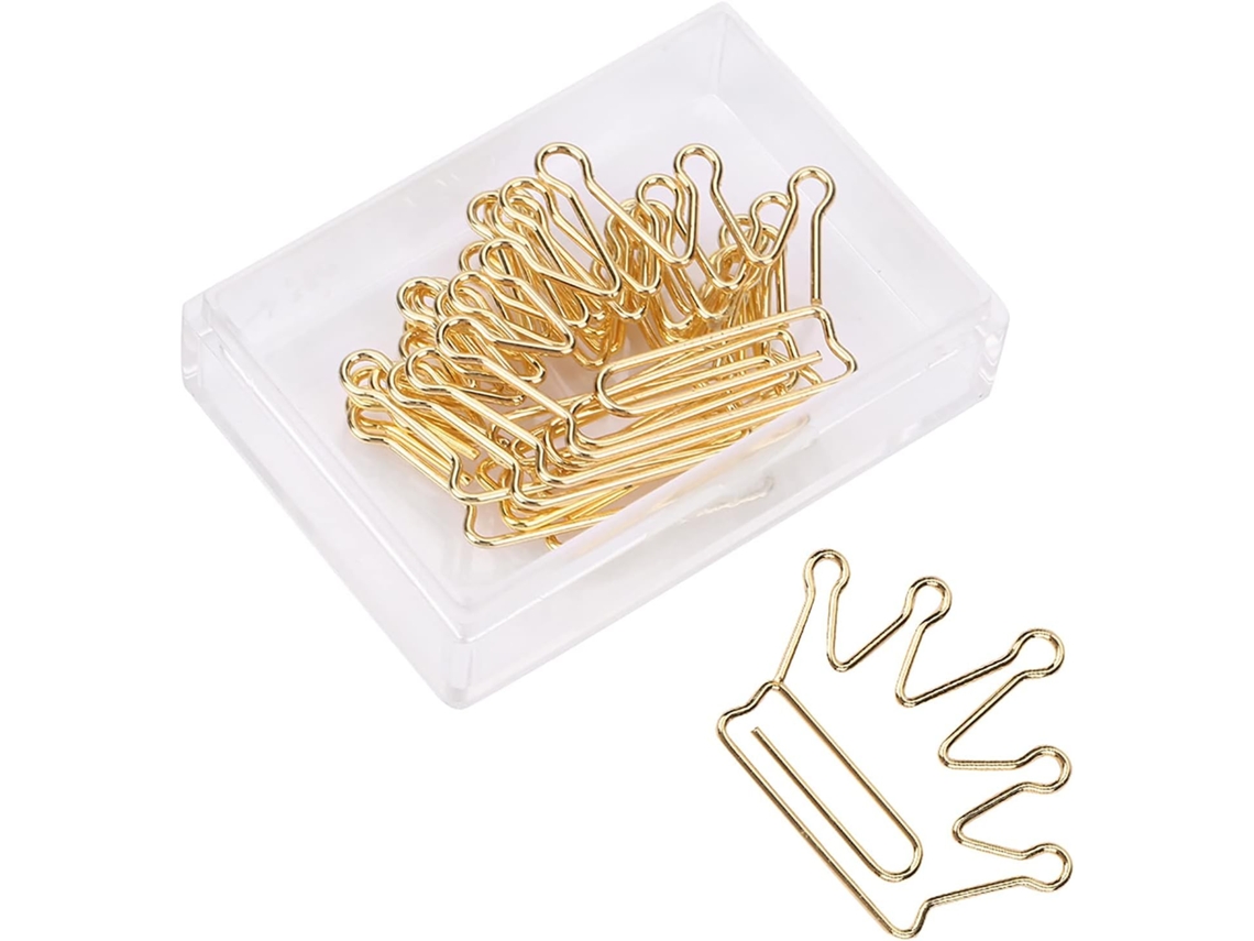 Clips De Papel Em Formato Coroa, Metal Galvanizado, Design Divertido, Para Escritório E Escola, Conjunto Com 10 Unidades