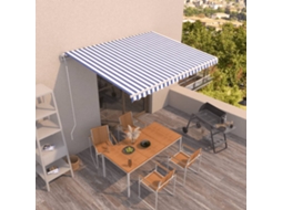 Vidaxl Toldo Retrátil Automático 450x350 Cm Azul E Branco