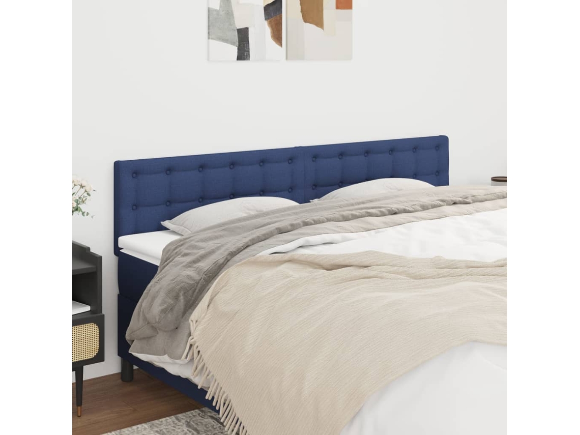 Cabecero de tela de 2 piezas 90x5x78/88 cm azul