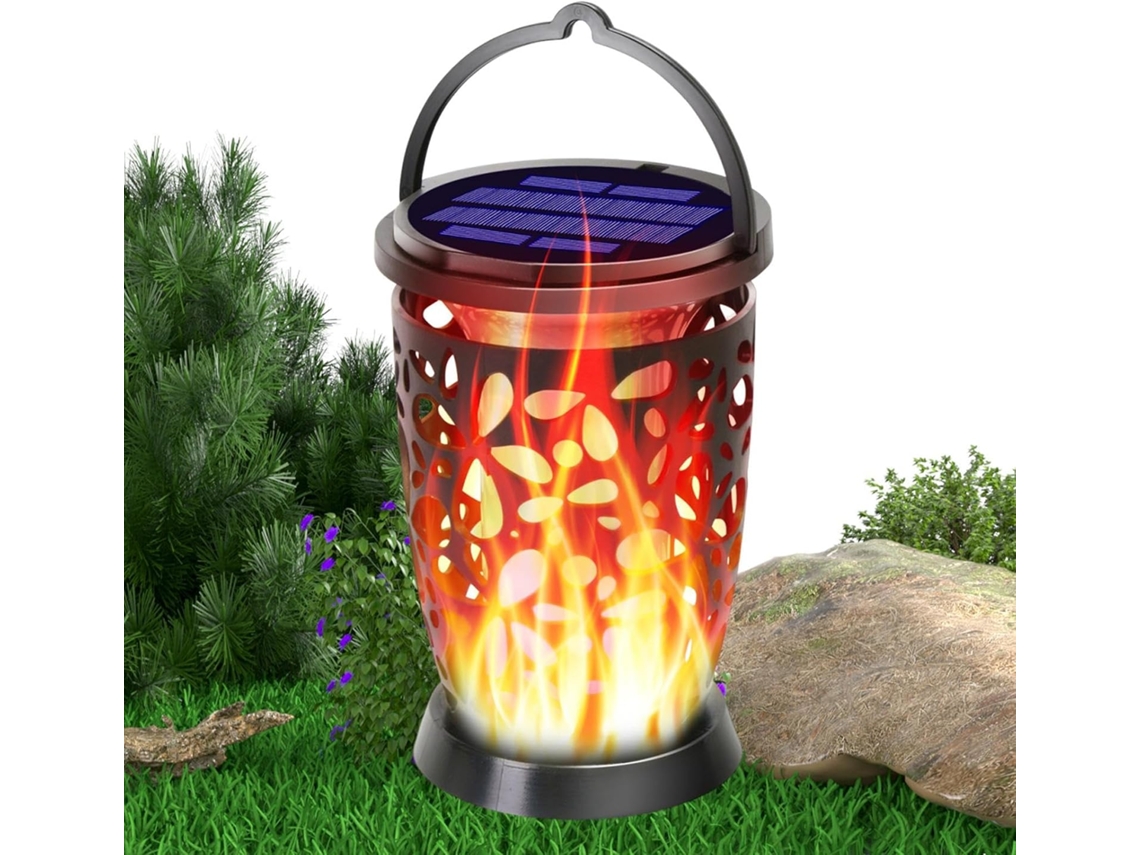 Luminária Solar Externa Para Varanda Com Efeito De Chama Tremeluzente.