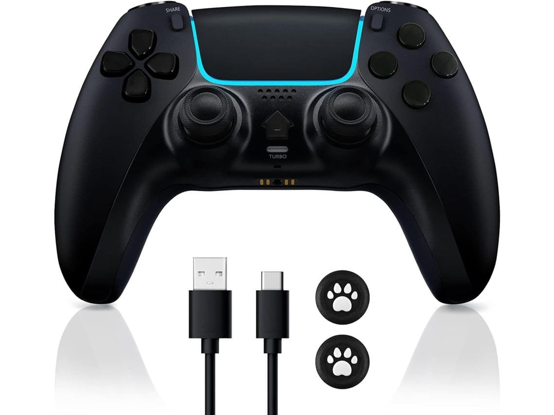Controlador Ps4 Sem Fio Compatível com Ps4/Slim/Pro/Pc Console Joystick de Jogo de Vibração Dupla Touch Pad Alto-Falante Embutido Preto YIZHOOD