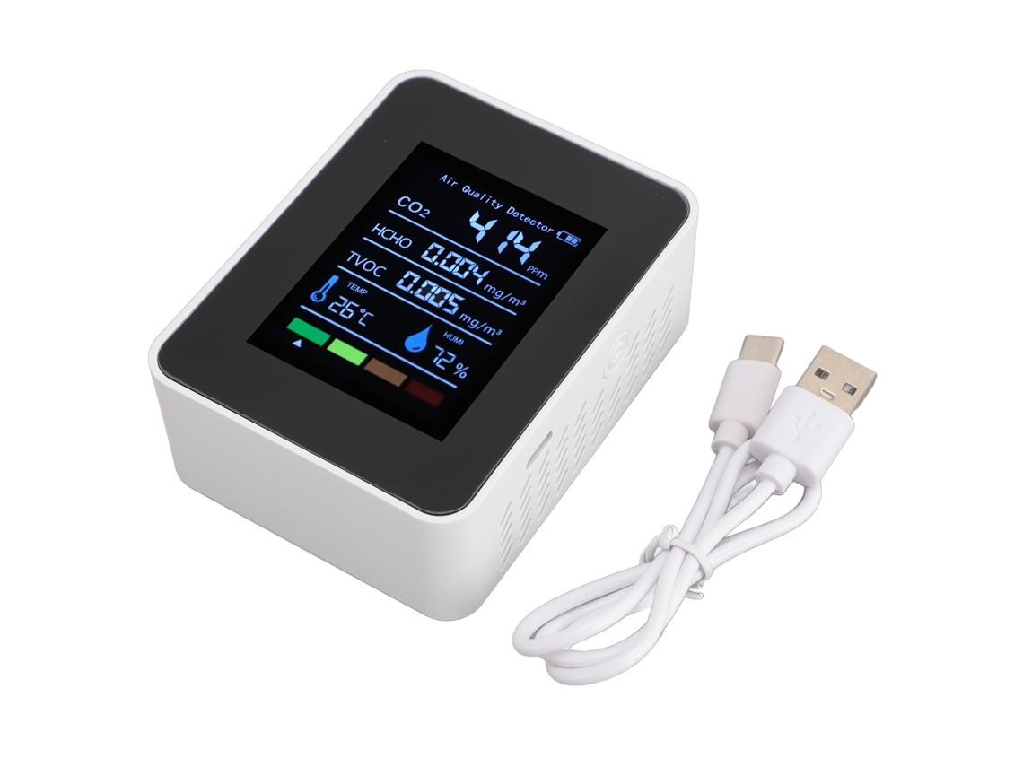 Aetheria detector Portátil de Qualidade do Ar 5 em 1 Co2 Tvoc Hcho Umidade Temperatura Indoor Branco