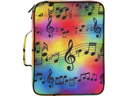 Pasta Expansível Preta Com Partituras Musicais, Efeito Degradê, Organizador Com 7 Bolsos, Fichário De 3 Argolas E