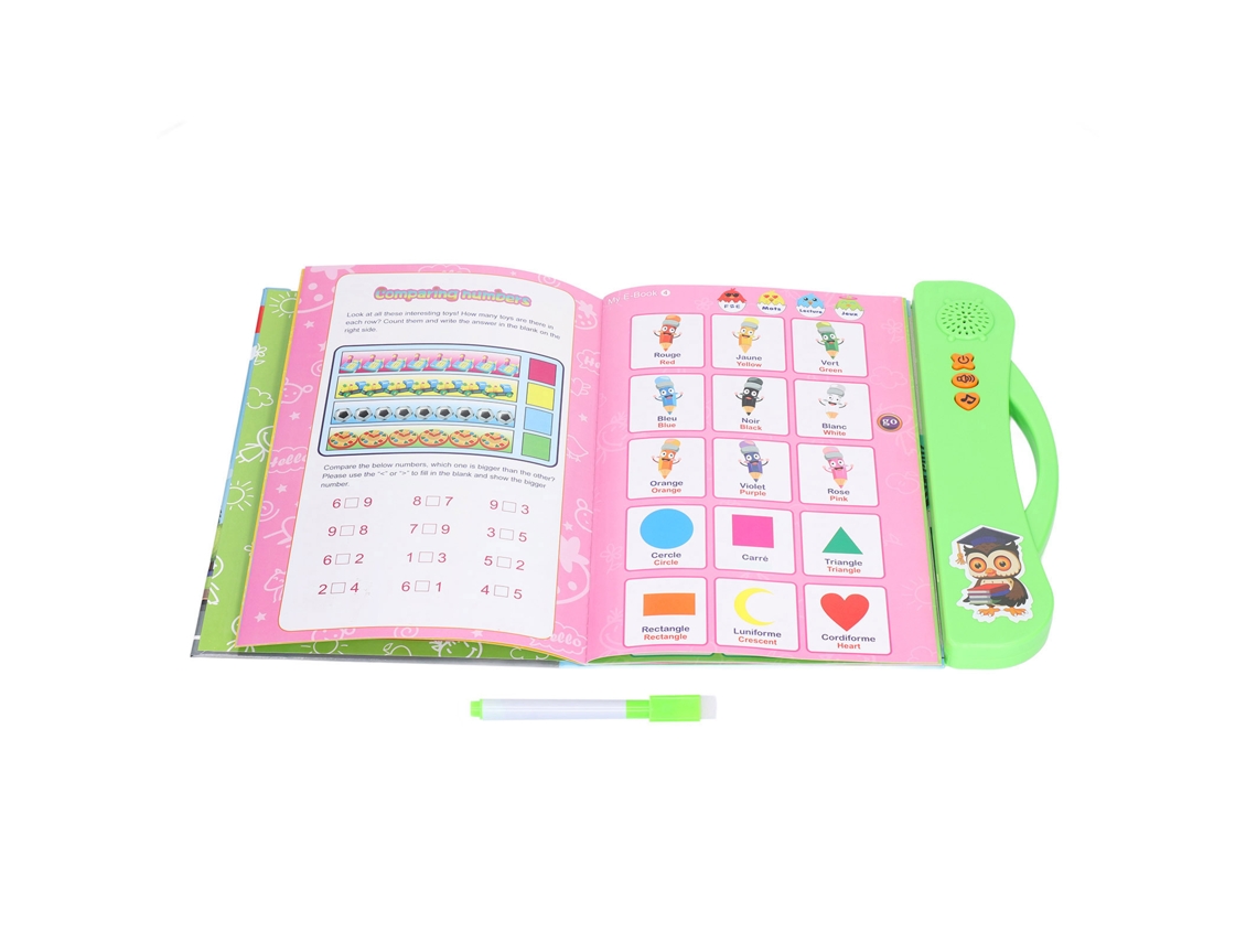 Primerox livro Sonoro Interativo Infantil Francês Inglês Aprendizagem Musical Brinquedo Educativo Verde