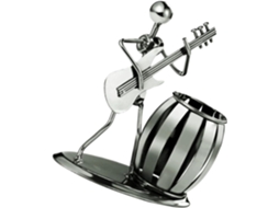 Conjunto Aboofan de 2 peças com figuras decorativas de músicos tocando violão, porta-caneta e organizador de mesa Feito.