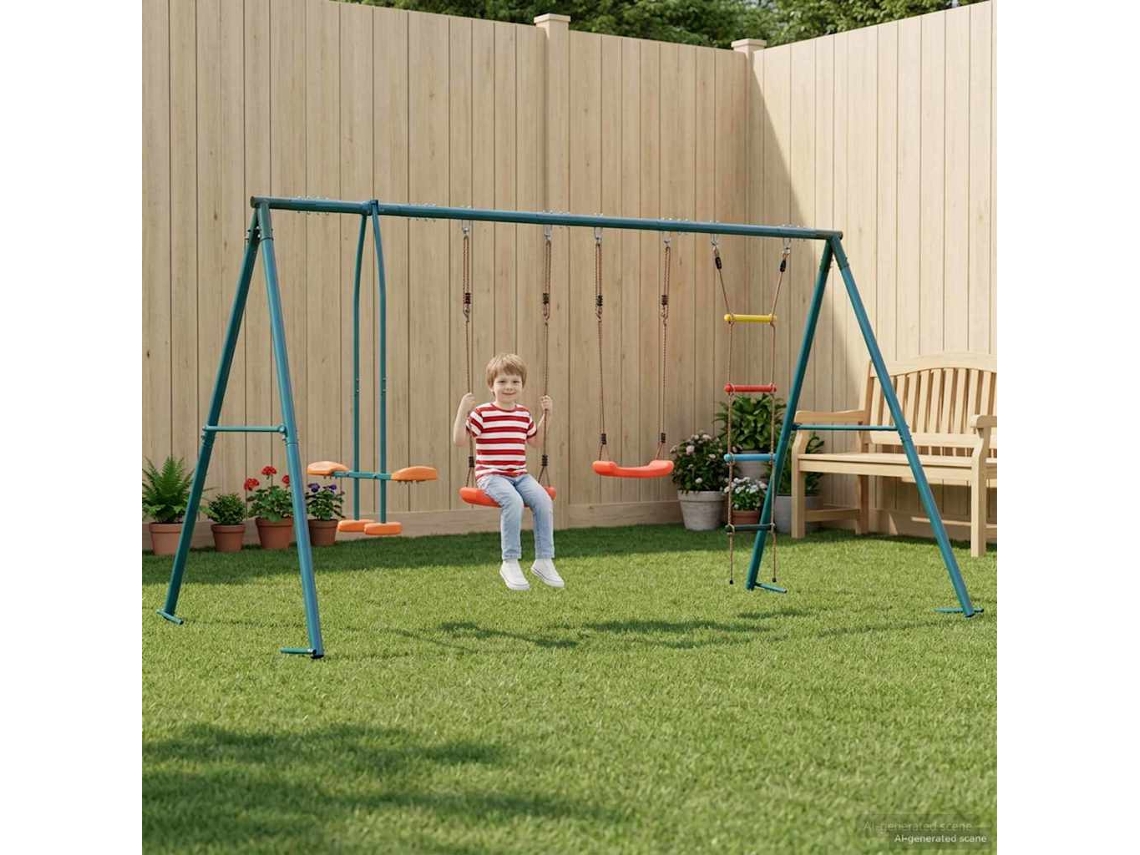 Vidaxl Conjunto De Balanço Para Exterior Multicolor Aço E Pe