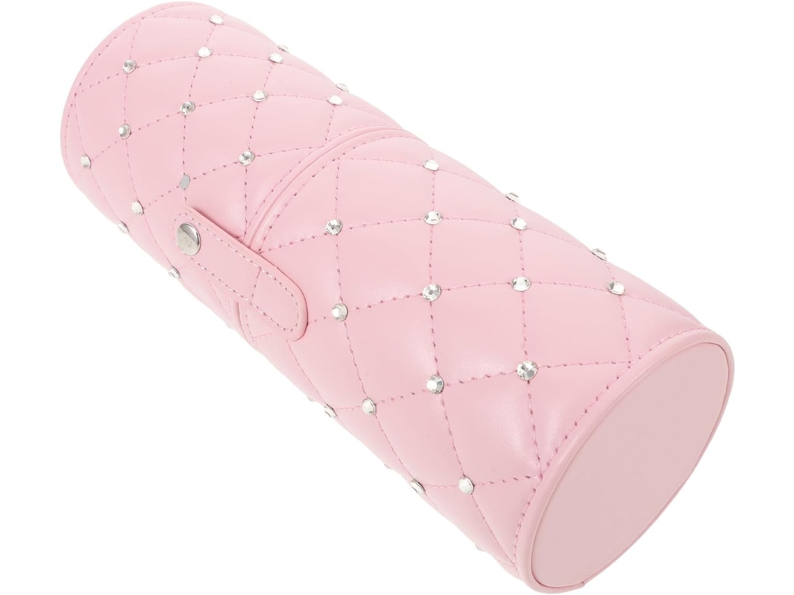 Organizador De Pincéis De Maquiagem Com Tampa E Detalhes Em Imitação De Pedras, Rosa, Para Mesa, Com Gokoco