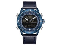Relógio Eletrônico Masculino com Pulseira de Pu, Quartz, À Prova D'água e Movimento Duplo