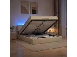 Vidaxl Cama Ottoman Com Colchão E Led Creme 180 X 200 Cm Tecido