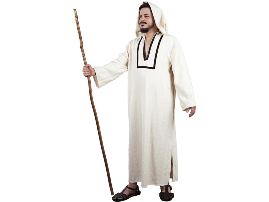 Fato de Morisca Djellaba branco com capuz para homem