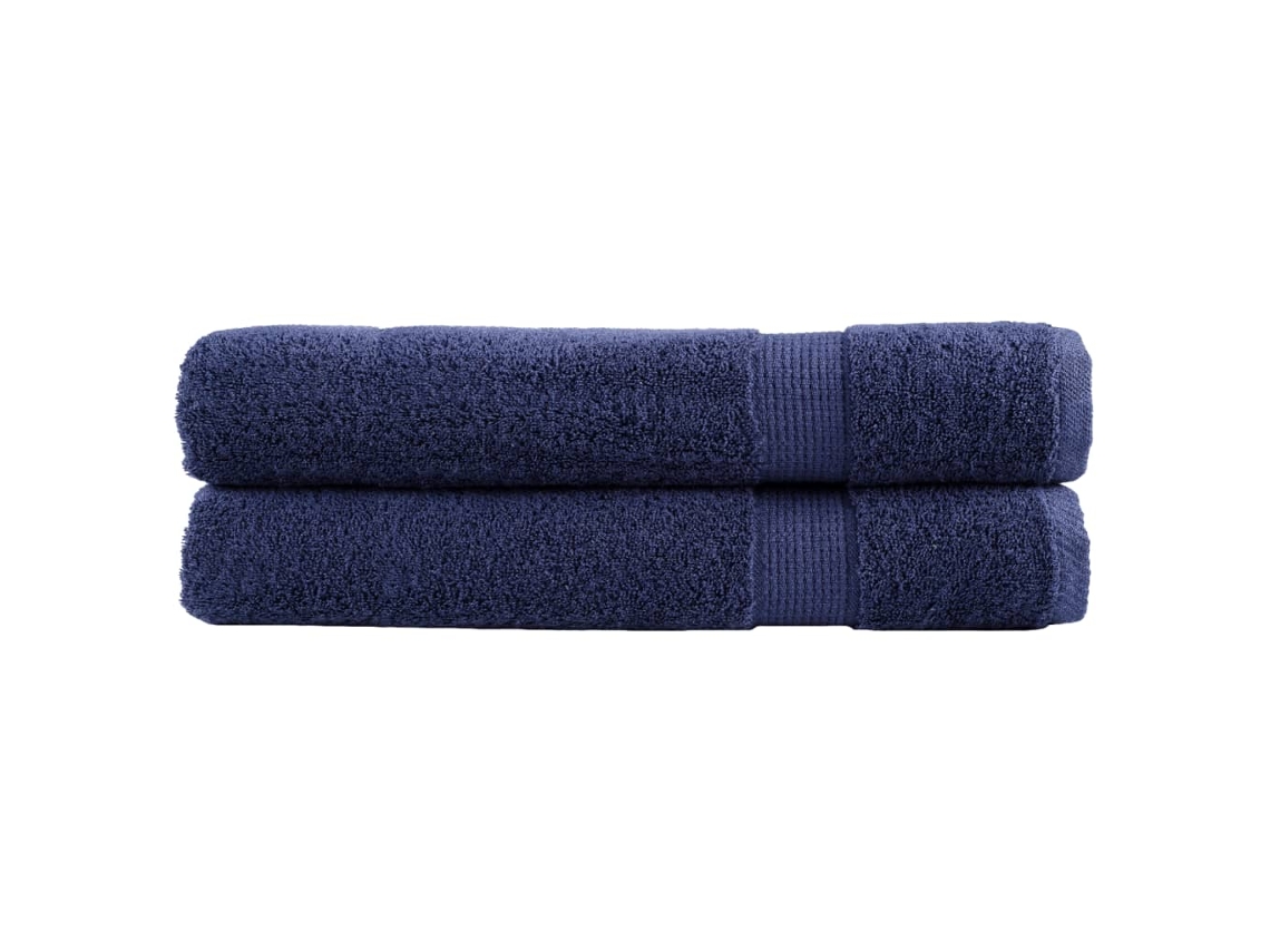 Conjunto 2 Toalha VIDAXL Azul Algodão (100x200 cm)