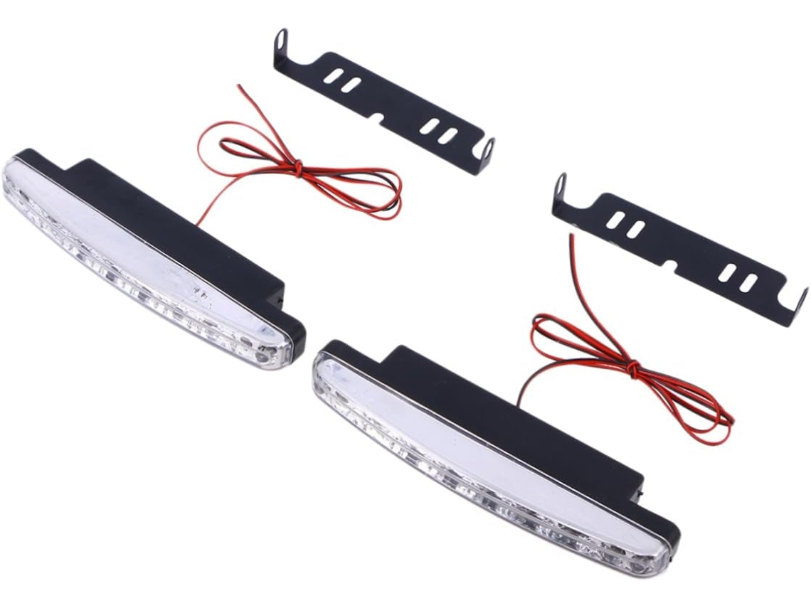 Conjunto De 2 Luzes Diurnas Led Para Carro Com 8 Leds Cada E Suporte Montagem