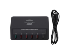 Carregador Móvel com Carregamento Sem Fio 100 240v Preto 818 EOOCOO (carregamento Rápido Usb3.0, Divisão de Múltiplas Portas)