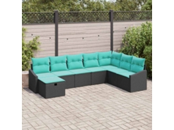 Vidaxl Conjunto De Sofá De Jardim 8 Pcs Preto Rattan Sintético