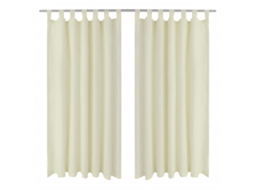 Cortinas De Cetim Com Presilhas, 2 Pcs, 140 X 245 Cm, Creme