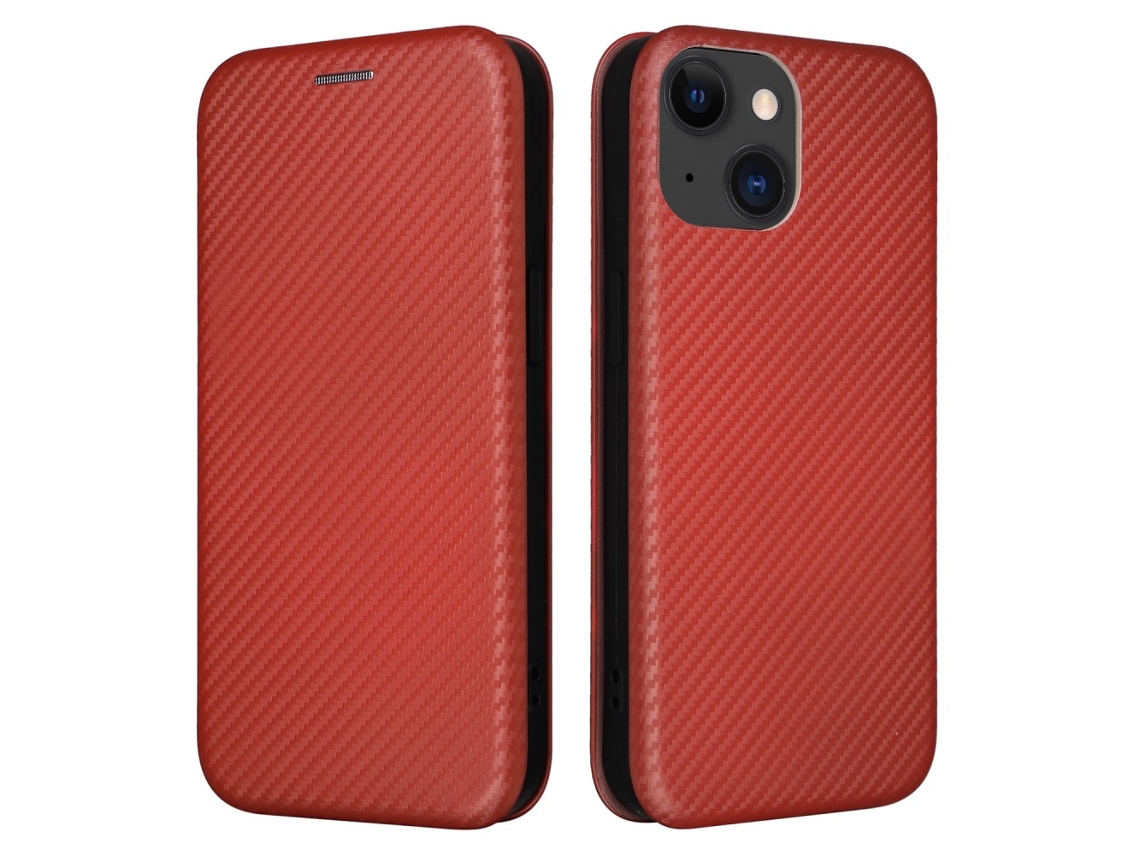 Suporte Casa Textura Fibra Para Iphone 15 Com Porta-cartões Castanho