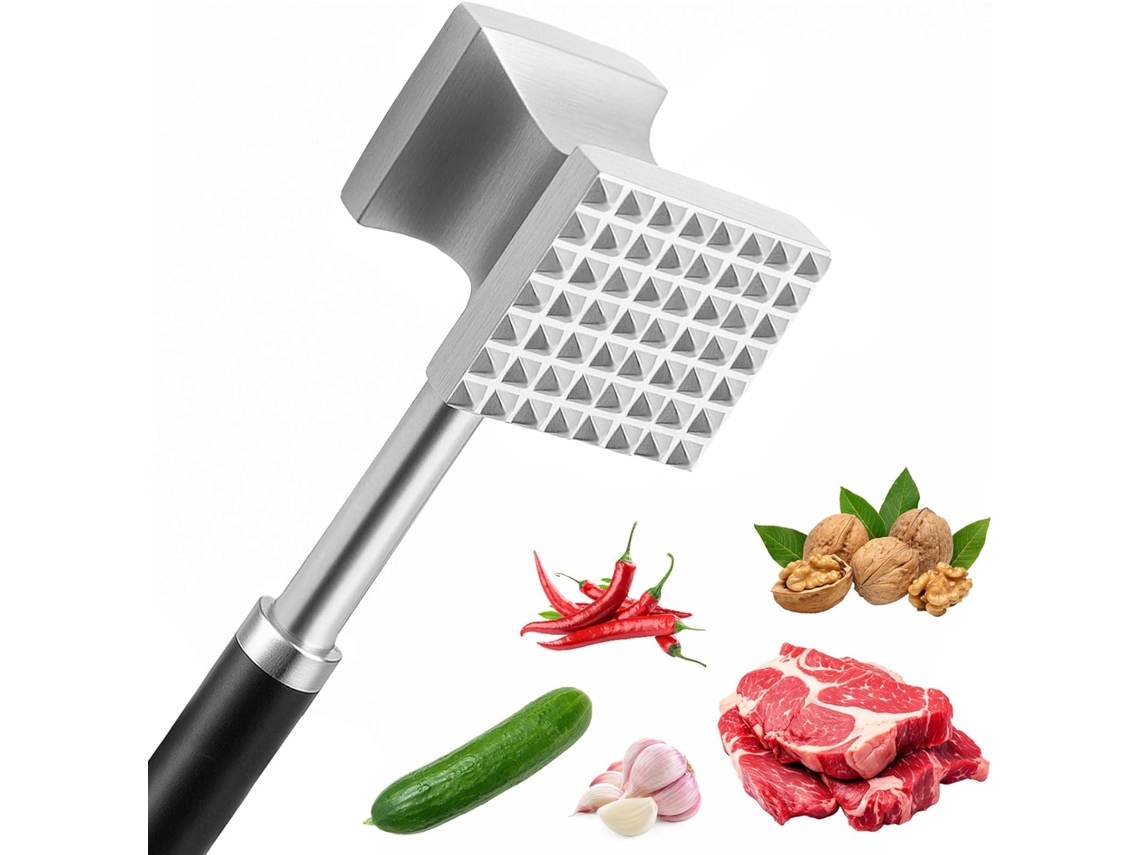 Ablandador De Carne De Doble Cara - Acero Inoxidable Y Aleación De Aluminio