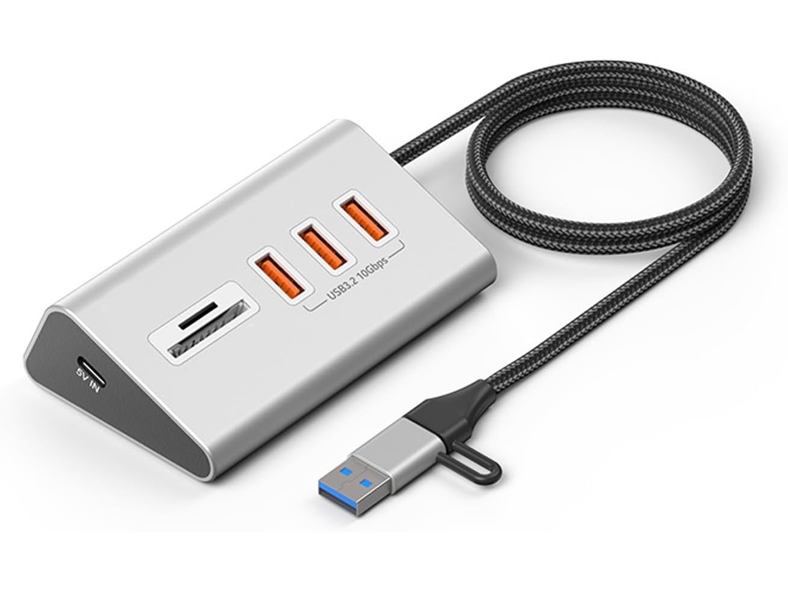 Hub Usb 3.2 Tipo C De 10 Gbps Com Leitor Cartões Expansão Para Pcs E