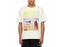 Rockinstone Jaws Movie Surfside Solid Natural Adult T-shirt Size:l