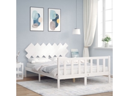 Cama Sem Colchão 140x200 Cm Madeira De Pinho Maciça Branco