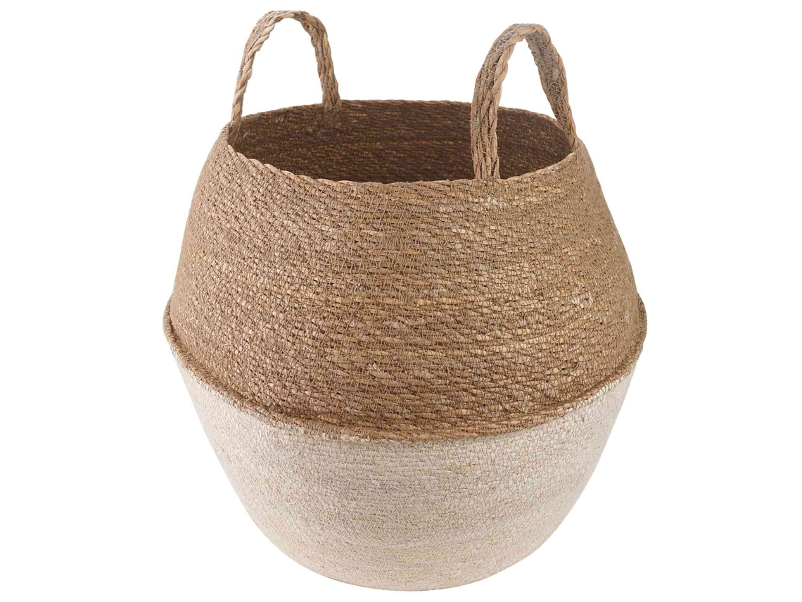 Conjunto 1 Vaso De Plantas Trançado Vidaxl Branco Erva Marinha (ø 32 X 32 Cm)